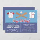 ブルー野球男の赤ちゃんシャワーパーティの招待状 招待状 (正面/裏面)