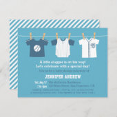 ブルー野球男の赤ちゃんシャワーパーティの招待状 招待状 (正面/裏面)