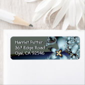 ブルー金ゴールドかわいい抽象芸術フローラ ラベル (インサイチュ)