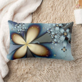 ブルー金ゴールドかわいい抽象芸術フローラ ランバークッション (ブランケット)