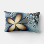 ブルー金ゴールドかわいい抽象芸術フローラ ランバークッション (裏面)