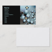 ブルー金ゴールドかわいい抽象芸術フローラ 名刺 (正面/裏面)