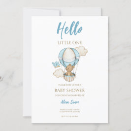 ブルー金ゴールドかわいい男の赤ちゃんシャワー 招待状