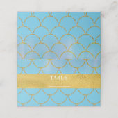ブルー金ゴールドきらめくマーメイドパーティーテーブル番号 プレイスカード (外部開封)