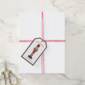 ブルー金ゴールドくるみ割りドラムクリスマスギフトラベル ギフトタグ (より糸付き)