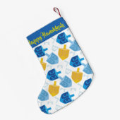 ブルー金ゴールドとホワイトハヌッカドレデルおもしろい スモールクリスマスストッキング (裏面 (吊り時))