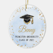 ブルー金ゴールドとホワイト卒業オーナメント セラミックオーナメント (左)