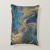 ブルー金ゴールドのマーブリング：抽象芸術背景。 アクセントクッション (裏面(縦))