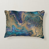 ブルー金ゴールドのマーブリング：抽象芸術背景。 アクセントクッション (裏面)