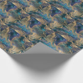 ブルー金ゴールドのマーブリング:抽象芸術背景。 ラッピングペーパー (角)