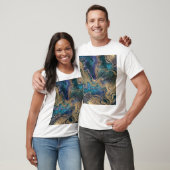 ブルー金ゴールドのマーブリング:抽象芸術背景。 Tシャツ (ユニセックス)
