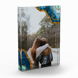 ブルー金ゴールドアゲートゲードグリッターBFFファミリーフレンズ フォトブロック