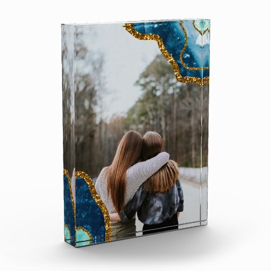 ブルー金ゴールドアゲートゲードグリッターBFFファミリーフレンズ フォトブロック (左)