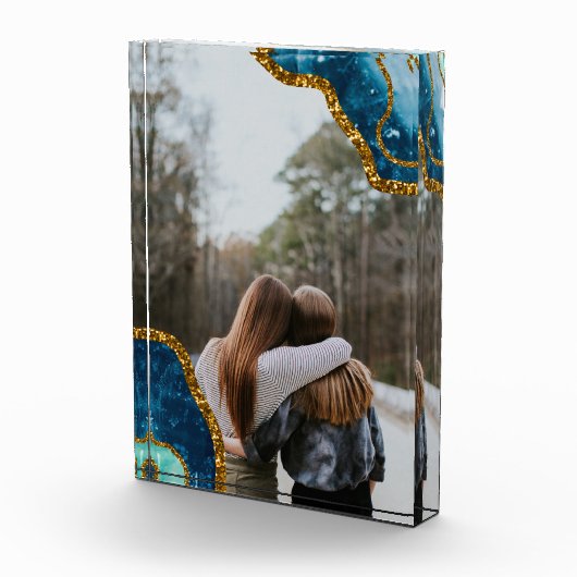 ブルー金ゴールドアゲートゲードグリッターBFFファミリーフレンズ フォトブロック (右)