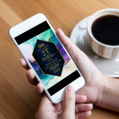 ブルー金ゴールドアゲートサプライズ21歳の誕生日パーティー 招待状