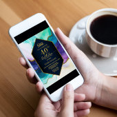 ブルー金ゴールドアゲートサプライズ40th誕生日パーティー 招待状