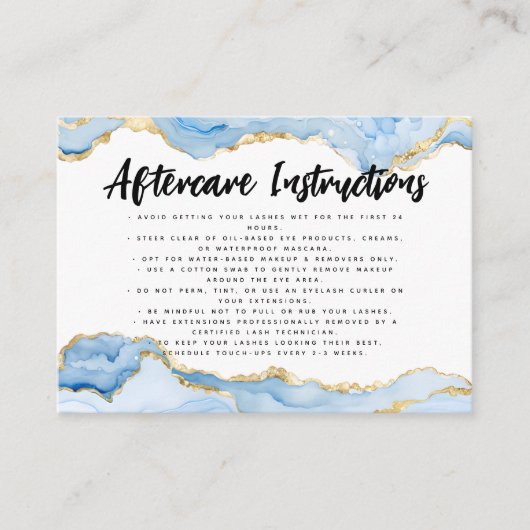 ブルー金ゴールドアゲートラッシュアイラッシュエクステンションアフターケア 名刺 (正面)