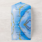 ブルー金ゴールドアゲ結婚ート オールインワン招待状 (外側)