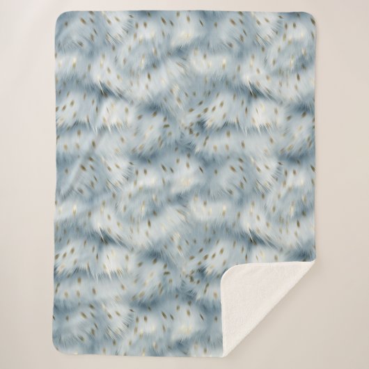 ブルー金ゴールドアニマルプリント シェルパブランケット (正面)