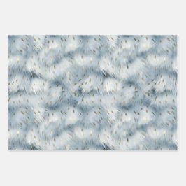 ブルー金ゴールドアニマルプリント ラッピングペーパーシート