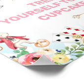 ブルー金ゴールドアリスOne-derland 1st Birthday Sign ポスター (角)