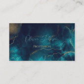 ブルー金ゴールドアルコールインクアート深いブルーシー 名刺 (正面)