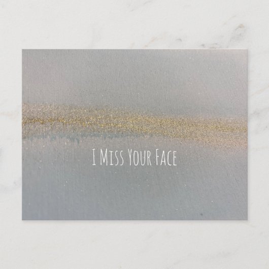 ブルー金ゴールドアルコールインク恋しく思抽象芸術Iあなたの顔 ポストカード (正面)