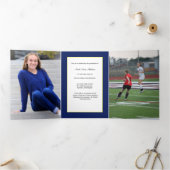 ブルー金ゴールドイエローフォト卒業のお知らせ(&L) 三つ折り案内状 (内部)