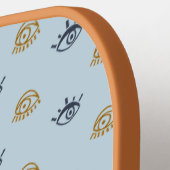 ブルー金ゴールドイマーブランド目パターンモノグラム名 ピックルボールラケット (左詳細)