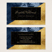 ブルー金ゴールドインテリアデザイナー名刺 (正面&裏面)