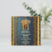 ブルー金ゴールドインディアンゾウフローラブライダルシャワー シーズンカード (スタンド正面)
