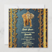 ブルー金ゴールドインディアンゾウフローラブライダルシャワー シーズンカード (正面)