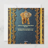 ブルー金ゴールドインディアンゾウフローラブライダルシャワー シーズンカード (裏面)