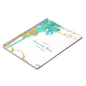 ブルー金ゴールドウォーターカラービーチバルミツワーゲストブック ノートブック (左側)