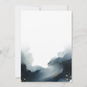 ブルー金ゴールドウォーターカラーメレカリキマカホリデーフォト 招待状 (裏面)