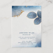 ブルー金ゴールドウォーター葉カラーネックレスディスプレイカード 名刺 (裏面)