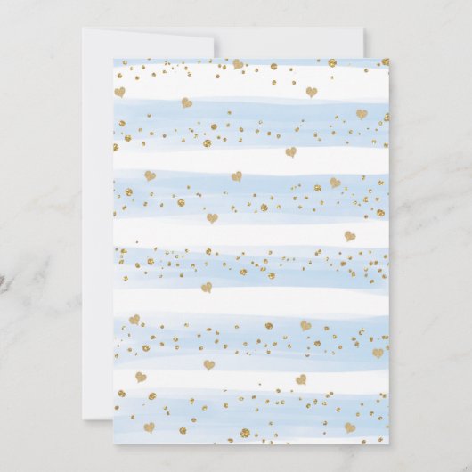 ブルー金ゴールドウッドランドスイートアートバーチャルベビーシャワー 招待状 (裏面)