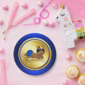 ブルー金ゴールドエスニックプリンスベビーシャワー紙プレート ペーパープレート (パーティー)