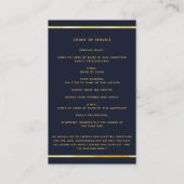 ブルー金ゴールドエレガント写真葬儀プログラムカード 名刺 (裏面)