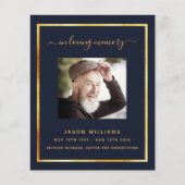 ブルー金ゴールドエレガント写真葬儀 (正面)