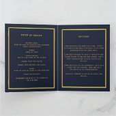 ブルー金ゴールドエレガント写真葬儀 サンキューカード (内部)