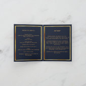 ブルー金ゴールドエレガント写真葬儀 サンキューカード (内部)