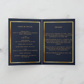 ブルー金ゴールドエレガント写真葬儀 サンキューカード (内部)