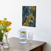 ブルー金ゴールドオンブラック抽象芸術アート 箔ポスター (レイダウン (キッチン))