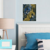 ブルー金ゴールドオンブラック抽象芸術アート 箔ポスター (インサイチュ (寝室))