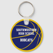 ブルー金ゴールドカスタムジャージー番号バスケットボール キーホルダー (裏面)