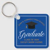 ブルー金ゴールドカスタム卒業ギフト キーホルダー (正面)
