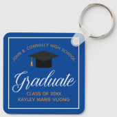 ブルー金ゴールドカスタム卒業ギフト キーホルダー (裏面)