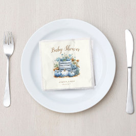 ブルー金ゴールドカボチャ秋のベビーシャワー スタンダードカクテルナプキン