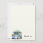 ブルー金ゴールドカボチャ赤ちゃんシャワーサンキューカード サンキューカード (正面)